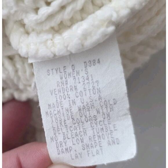 Vintage L.L. Bean Sweater Women's Med Ivory Wool Fisherman Cream Cable Knit USA - Picture 9 of 11
